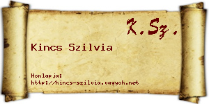 Kincs Szilvia névjegykártya